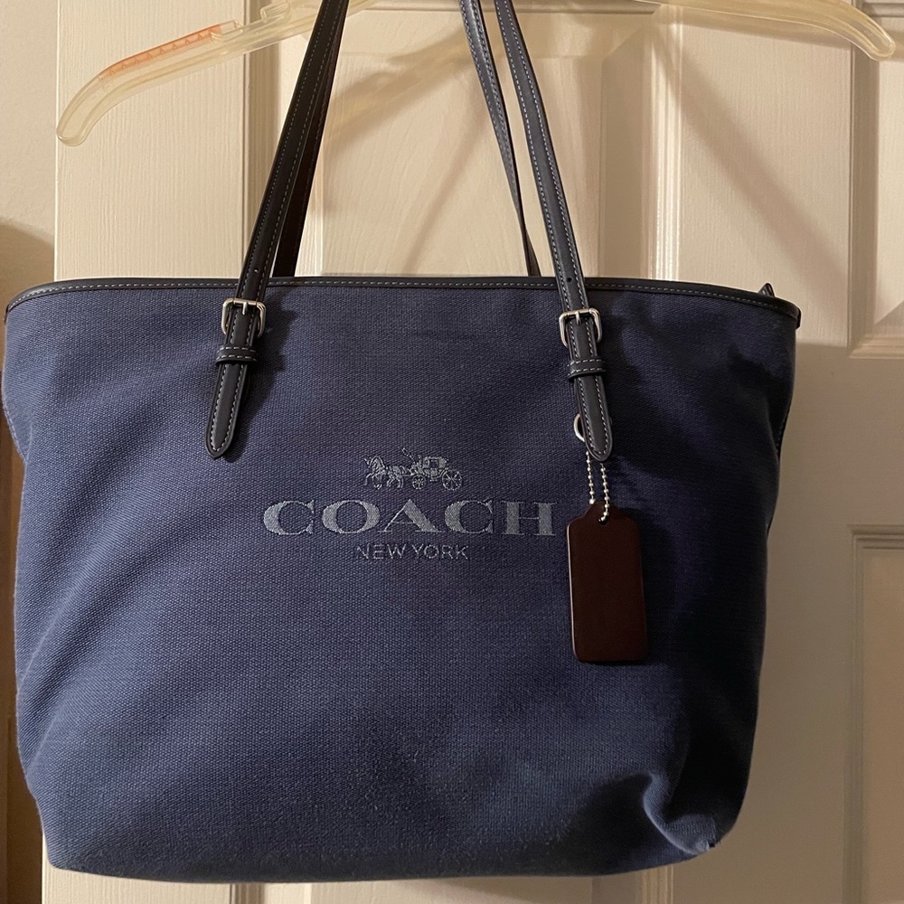 Coach Denim Canvas Horse and Carriage Shoulder Tote
